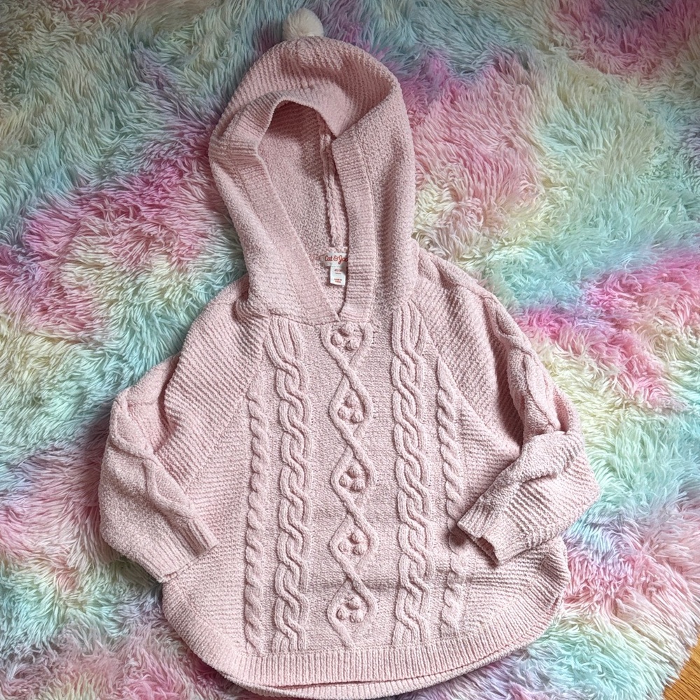 Cat & Jack Pink Cable Knit Hooded Sweater